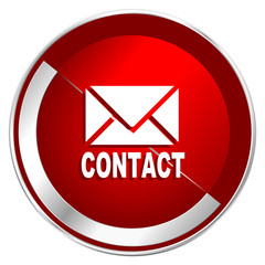 Fototapete - Email red web icon. Metal shine silver chrome border round button isolated on white background. Circle modern design abstract sign for smartphone applications.