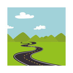 Wall Mural - landscape with mountains and road way vector illustration