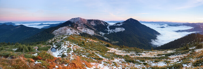 Fantastic view to mountains and fog.