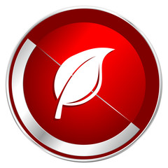 Aufkleber - nature red web icon. metal shine silver chrome border round button isolated on white background. cir