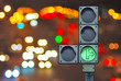  traffic light on lights background,