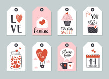Set Of Valentine Day Tag Template With Lettering