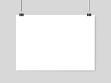 Horizontal Realistic Poster Mockup A4 On A Rope
