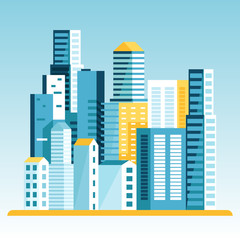 Wall Mural - Vector illustration in  flat style - city landscape