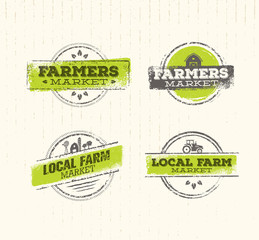 Local Farm Logo, Local Farm Food Concept, Local Farm Creative Vector, Local Farm Design Element. Local Farm Stamp Set