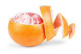 Grapefruit citrus fruit with half isolated on white with clipping path