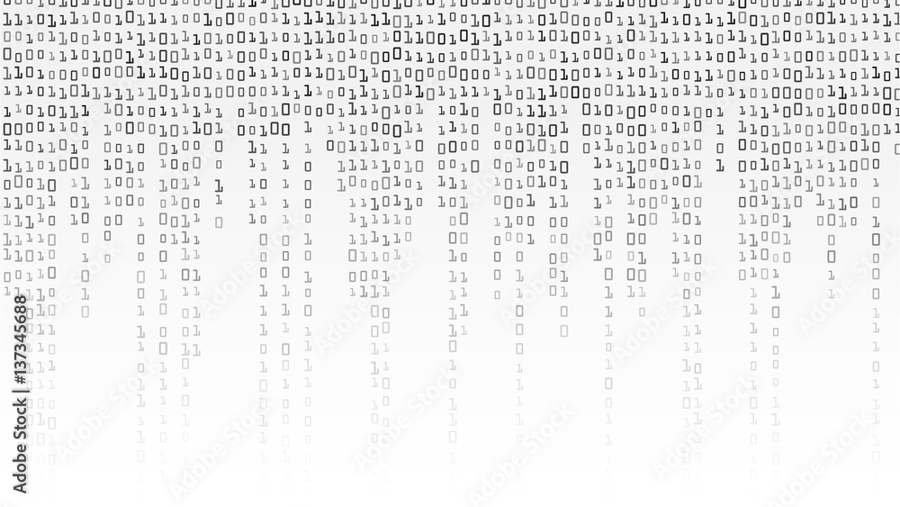 Binary Code Background Vector. Black And White Background With Digits ...