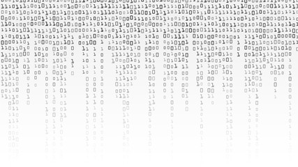 binary code background vector. black and white background with digits on screen.