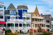 Houses Along Beach Avenue, In Cape May, New Jersey.