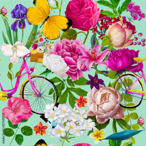 Cotton fabric seamless floral fashion pattern