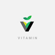V - vitamin. Creative vector logo in a modern flat style.