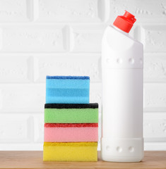 Canvas Print - Detergent Bottle and sponges