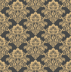 Wall Mural -  Floral damask seamless pattern background. Elegant luxury texture for wallpapers, backgrounds and page fill.