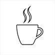 Espresso line icon. Strong coffee in espresso cup and smoke. Vector Illustration