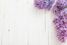 The Beautiful Lilac On A Wooden Background