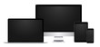 © viktoria_ngm - Realistic set of electronic devices, black display, laptop, tablet and phone with empty screen.