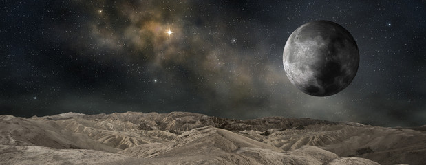 Wall Mural - lunar satellite of an outer planet, 3d illustration