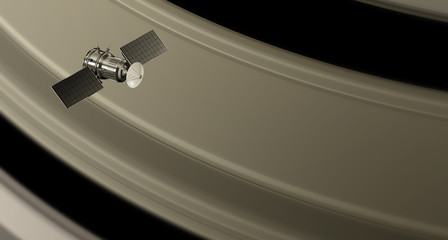 Wall Mural - space probe orbiting the saturn rings, 3d illustration