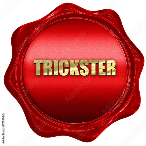 Fotografia, Obraz trickster, 3D rendering, red wax stamp with text
