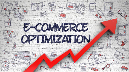 Wall Mural - E-Commerce Optimization Drawn on Brick Wall. 