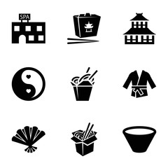 Poster - Set of 9 asian filled icons