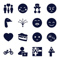 Poster - Set of 16 happy filled icons