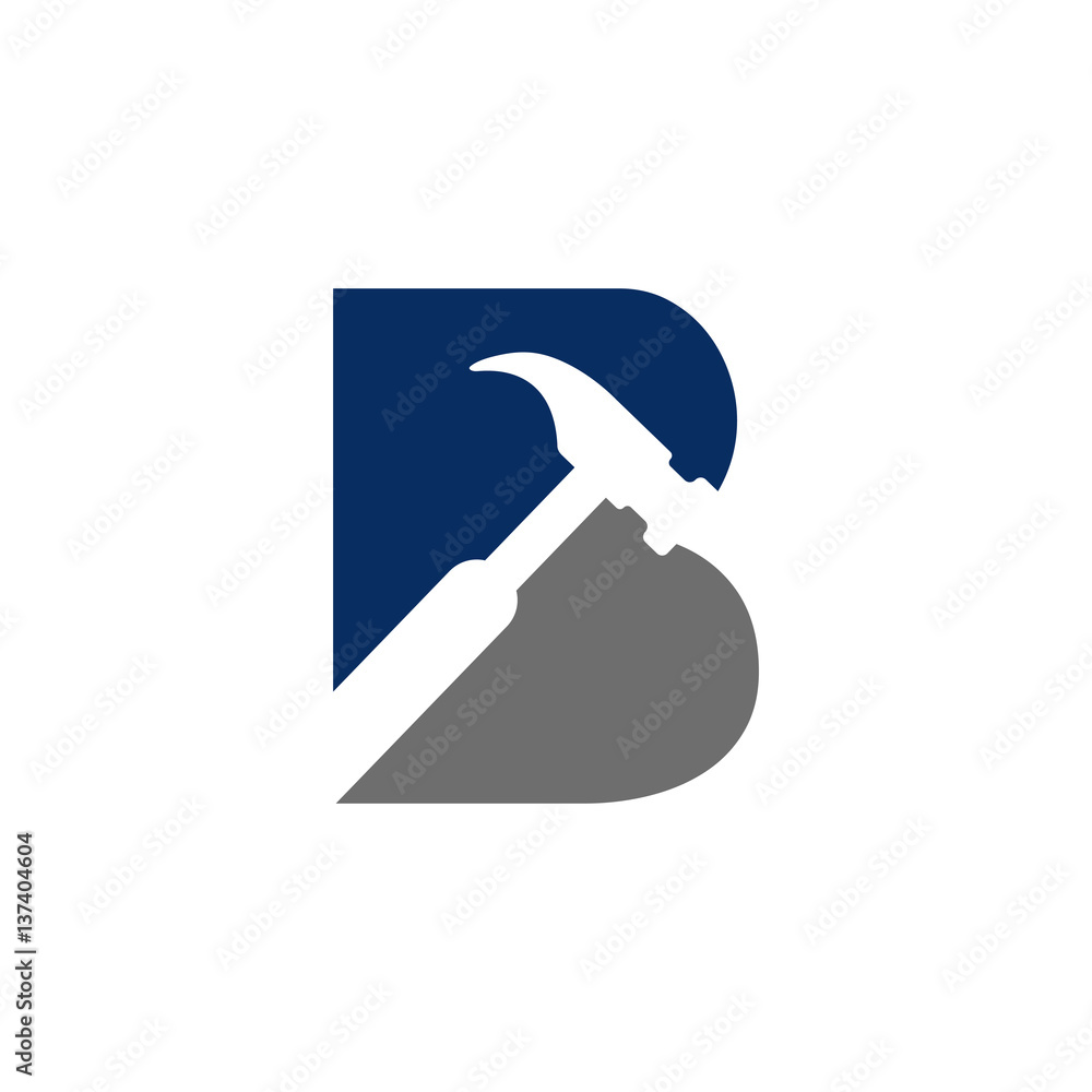 B Letter - Hammer Logo Simple Stock Vector | Adobe Stock