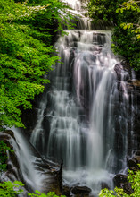 Soco Falls Just Outside Of Cherokee, North Carolina Located In The Heart Of The Blue Ridge Mountains. 