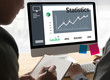 © onephoto - Statistics Analysis Business Data Diagram Growth Increase Marketing Concept , digital tablet and graph financial with social network diagram