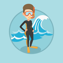 Sticker - Young scuba diver vector illustration.