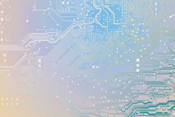 Poster - Circuit board. Electronic computer hardware technology. Motherboard digital chip. Tech science background. Integrated communication processor. Information engineering component.