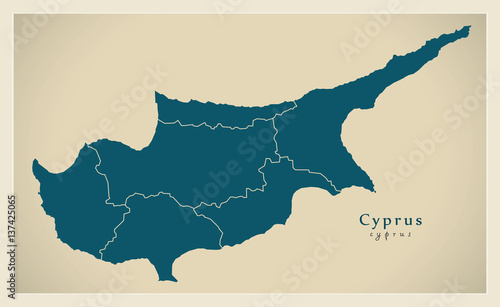 Fotografía Modern Map - Cyprus with regions CY refreshed design