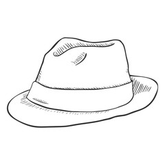 Wall Mural - Vector Single Sketch Fedora Hat