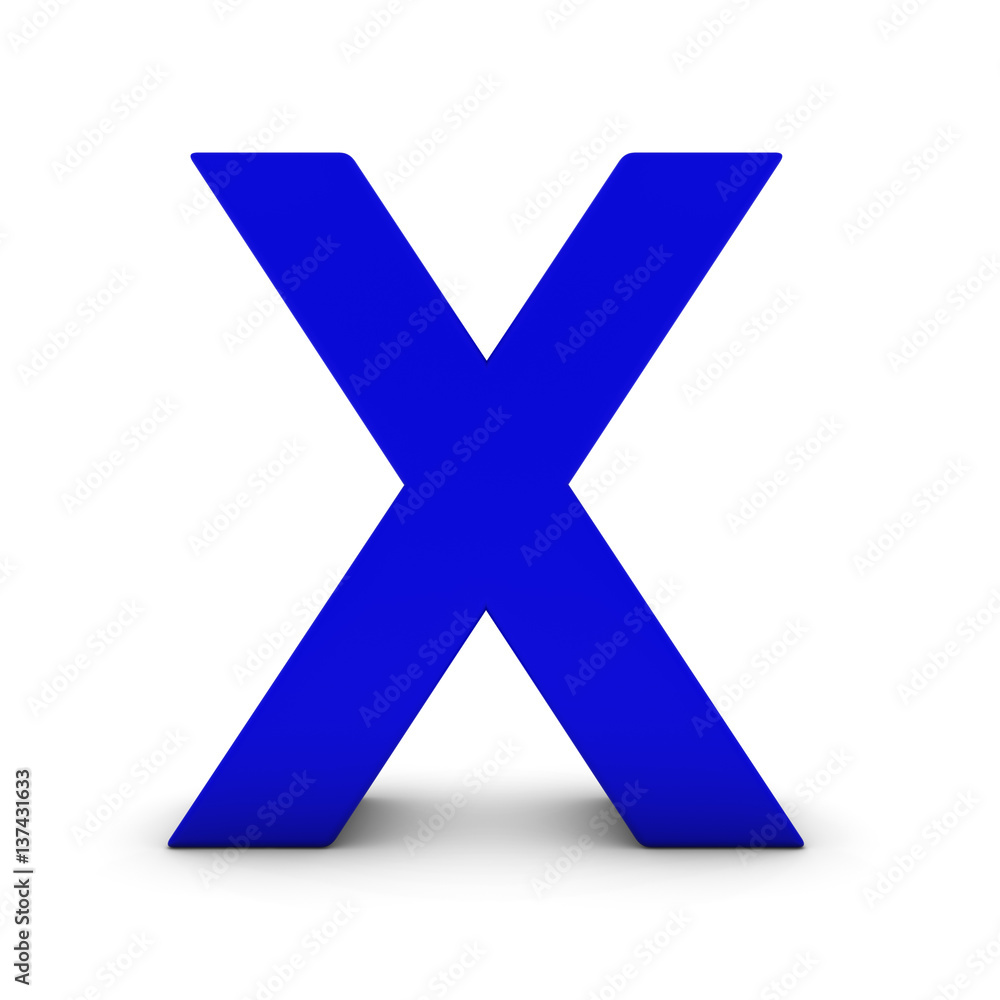 Blue Letter X Isolated on White with Shadows 3D Illustration Stock ...