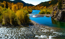 River Valley In Autumn Near Jackson Hole, Wyoming