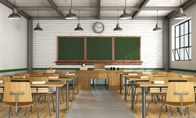 Wall Mural - Vintage classroom without student