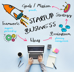 Wall Mural - start up business rocket ship graphic concept