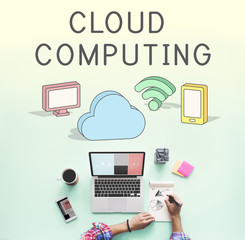 Wall Mural - cloud network communication connection concept
