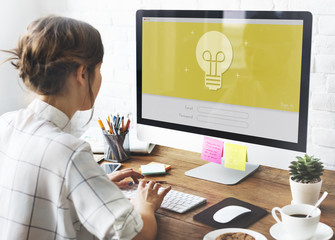Wall Mural - light bulb ideas creativity log in concept