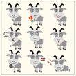 Funny little goat set in different poses. Collection isolated goat in cartoon style.