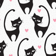 seamless black cat pattern vector illustration