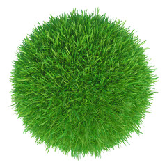 Sticker - green grass ball on white background. 3d rendering