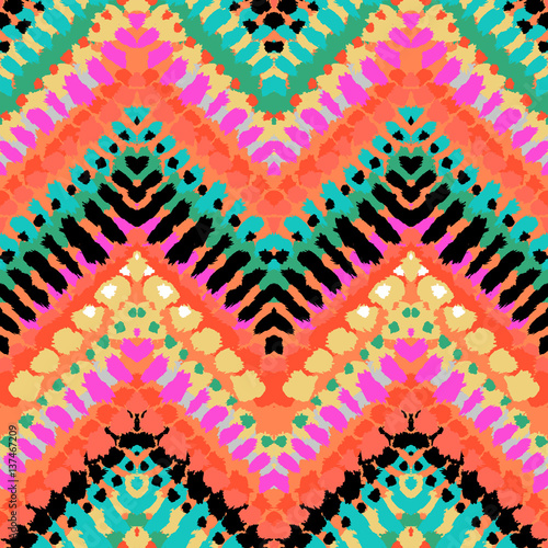 Stoffe zum Nähen Multicolor Hand gezeichnete Muster Zick-Zack