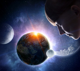 Wall Mural - Exploring this great world . Mixed media