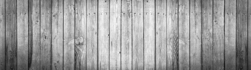 Panorama, old black and white wooden background, painted wood texture