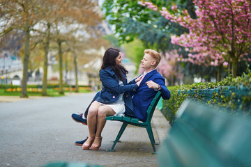 Poster - Romantic couple in Paris near the Eiffel tower