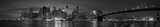 Fototapeta Panele - New York city with Brooklyn Bridge, iconic skyline panorama at night in black and white