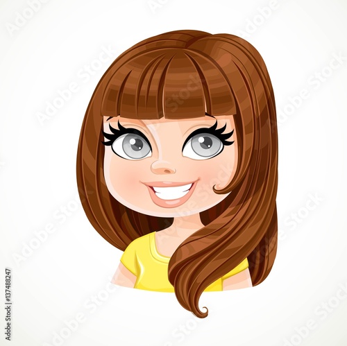 Beautiful Brunette Girl With Brown Dark Chocolate Color Straight