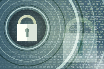 Wall Mural - technology safety concept. closed padlock on digital background