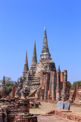 Three ancient pagoda at Phra Si Sanphet temple, Ayutthaya, Thailand